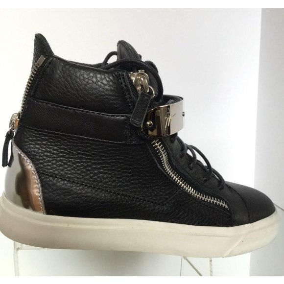 NEW GIUSEPPE ZANOTTI Textured Leather Hardware High-Top Sneakers (Size 39)-$825 main image 11